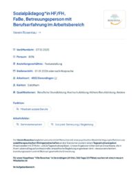 Sozialpädagog*in HF/FH, FaBe, Betreuungsperson mit Berufserfahrung im Arbeitsbereich